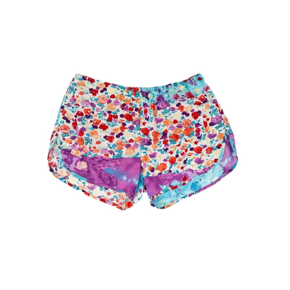 Jams World Floral Athletic Lounge Shorts in Red, Purple & Blue